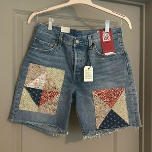Levi 501 90’s roadtripping patchwork shorts